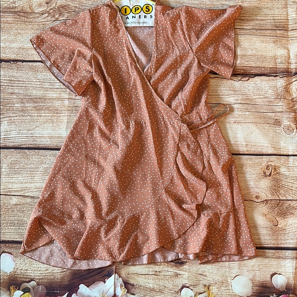 SHEIN Orange Flutter Sleeve V-Neck Sundress